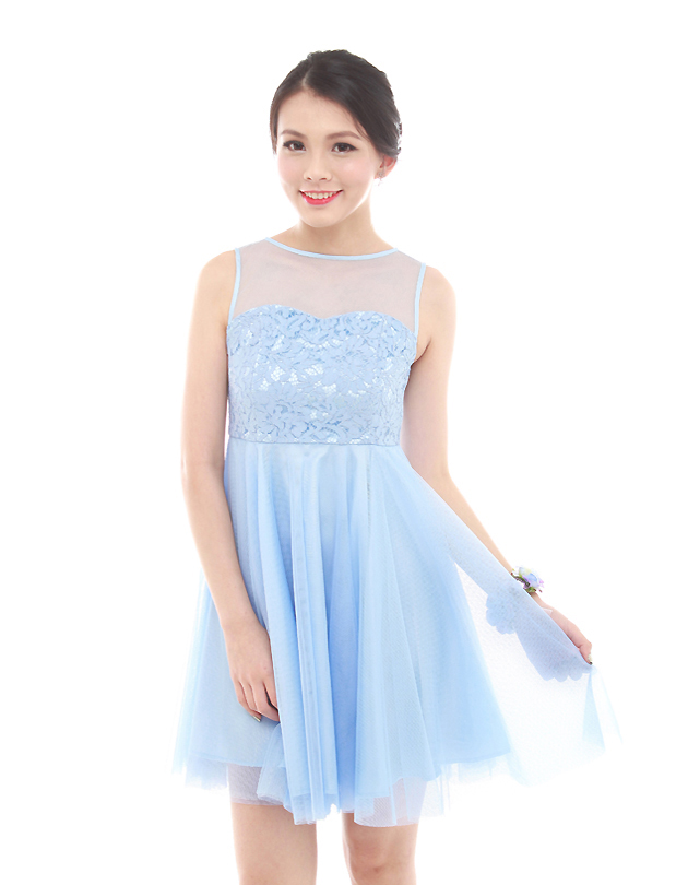 Penelope Tulle Dress in Powder Blue